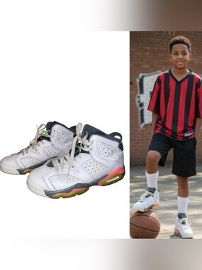 2016 Air Jordan 6 GS Bright Mango size 5.5Y youth 384665-114 sneaker shoes